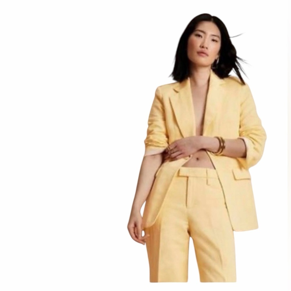 Banana Republic ISLET Soft Yellow Long Sleeve Blazer Size 10